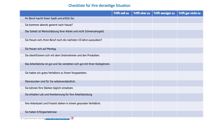 Checkliste für Berufswechsel