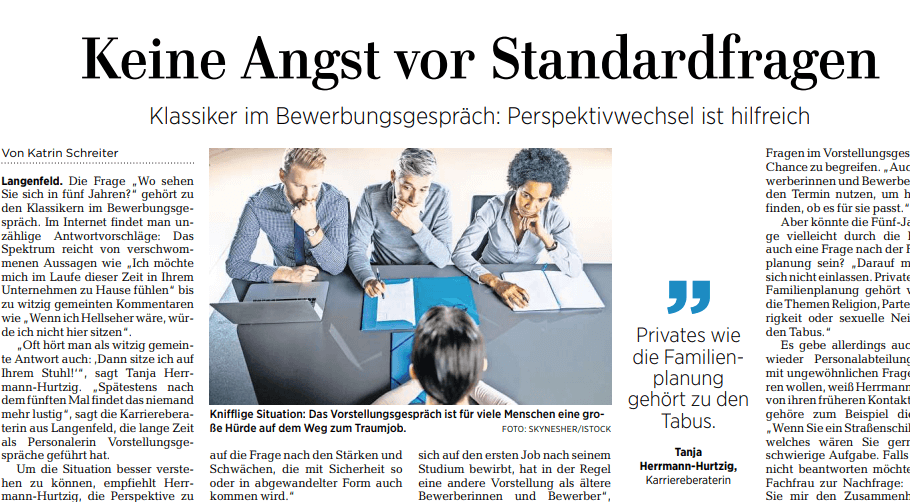 Keine Angst vor Standardfragen Rheinische Post