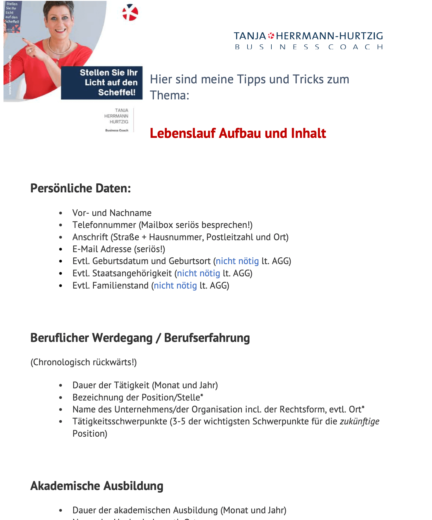 Übersicht Lebenslauf für download
