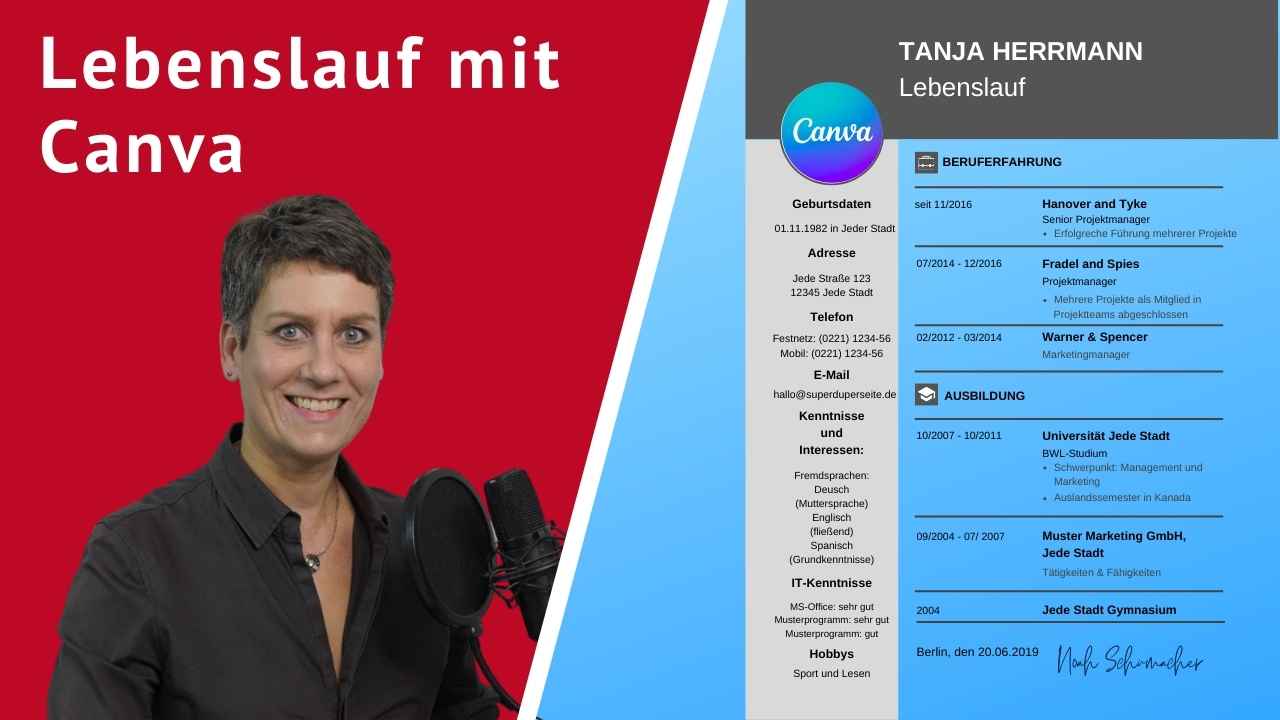 Lebenslauf mit Canva