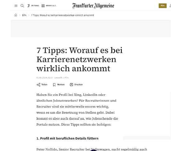 FAZ Worauf es bei Karrierenetzwerken wirklich ankommt