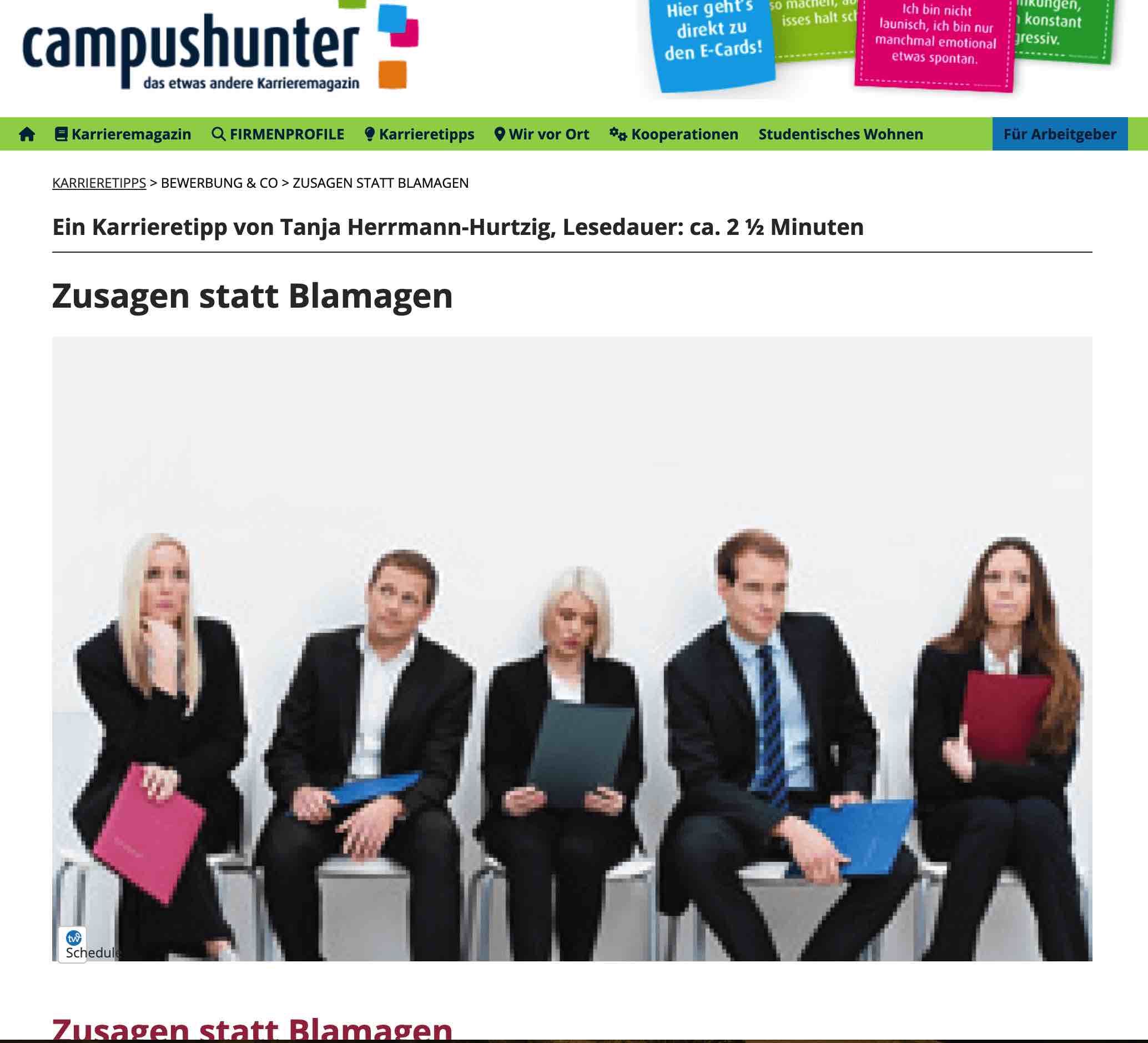 Campushunter Zusage statt Blamage